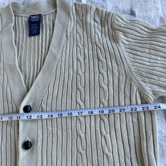 🔥Vintage 90s John Blair Classic Cable Knit Cardigan Sweater Grandpa Grunge Dad - Picture 11 of 16